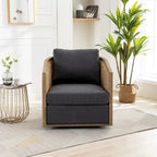 Fauteuil pivotant avec détails en rotin