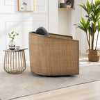 Fauteuil pivotant avec détails en rotin