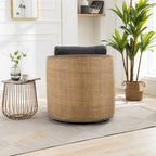 Fauteuil pivotant avec détails en rotin