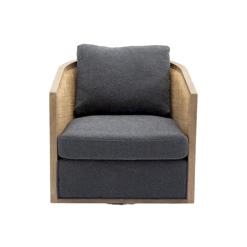 Fauteuil pivotant avec détails en rotin