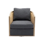 Fauteuil pivotant avec détails en rotin