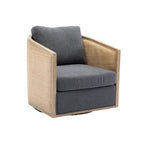 Fauteuil pivotant avec détails en rotin