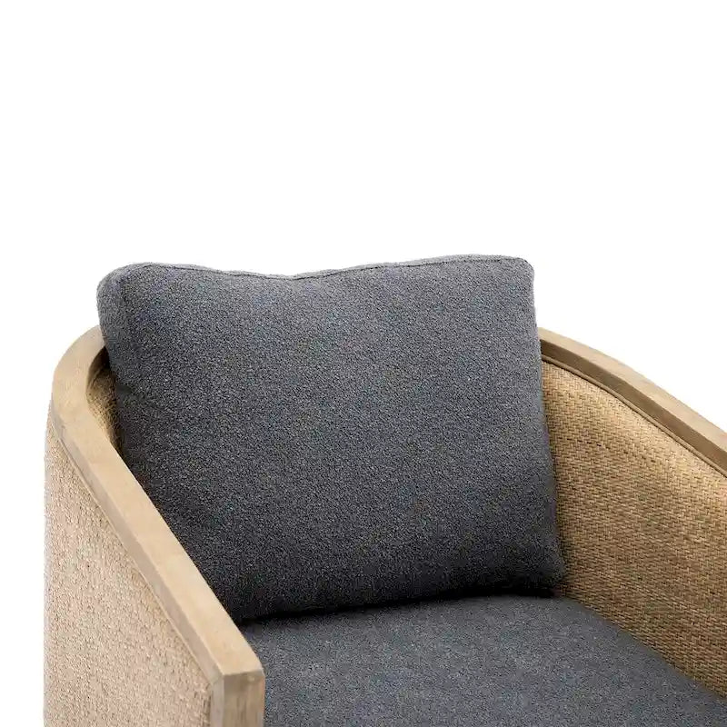 Fauteuil pivotant avec détails en rotin