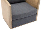 Fauteuil pivotant avec détails en rotin
