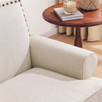 Fauteuil d'appoint moderne beige avec garniture cloutée