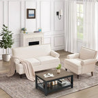 Fauteuil d'appoint moderne beige avec garniture cloutée