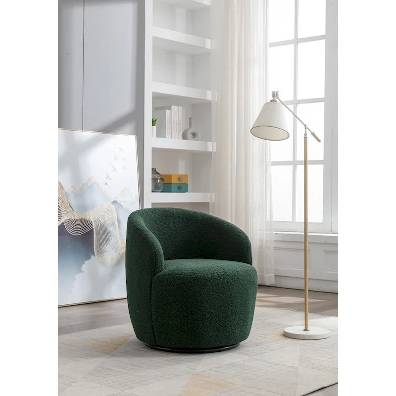 Fauteuil pivotant en tissu chenille