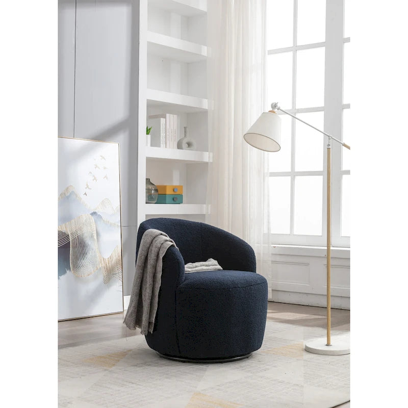 Fauteuil pivotant en tissu chenille