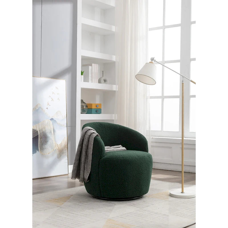 Fauteuil pivotant en tissu chenille