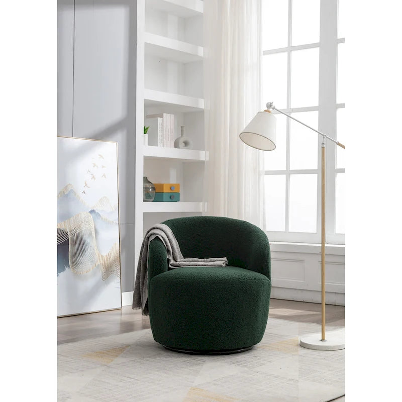 Fauteuil pivotant en tissu chenille