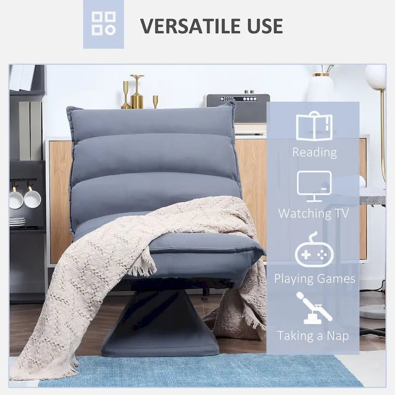 Chaise de sol pivotante réglable avec support dorsal – Siège rembourré en microfibre