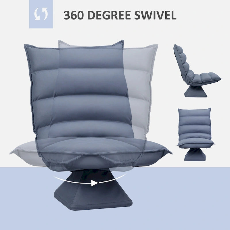 Chaise de sol pivotante réglable avec support dorsal – Siège rembourré en microfibre