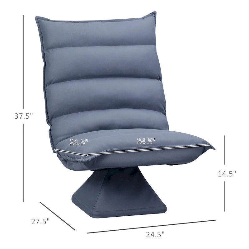 Chaise de sol pivotante réglable avec support dorsal – Siège rembourré en microfibre