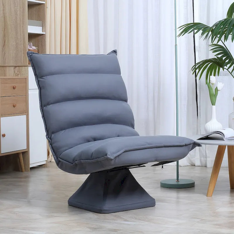 Chaise de sol pivotante réglable avec support dorsal – Siège rembourré en microfibre