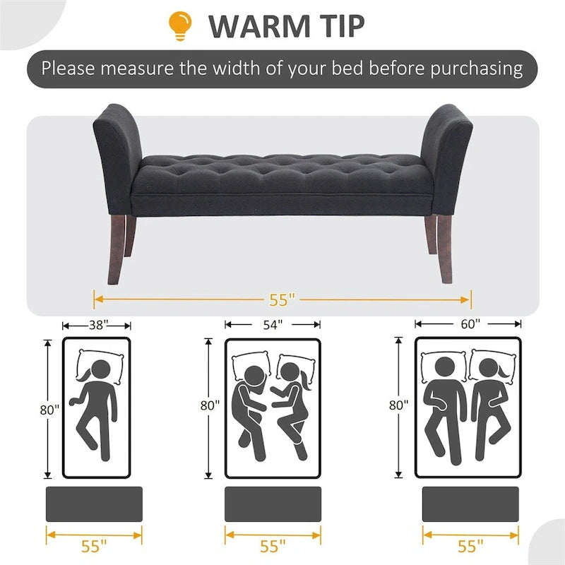 Banc rembourré avec coussin capitonné