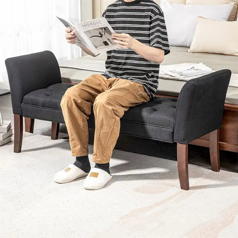 Banc rembourré avec coussin capitonné