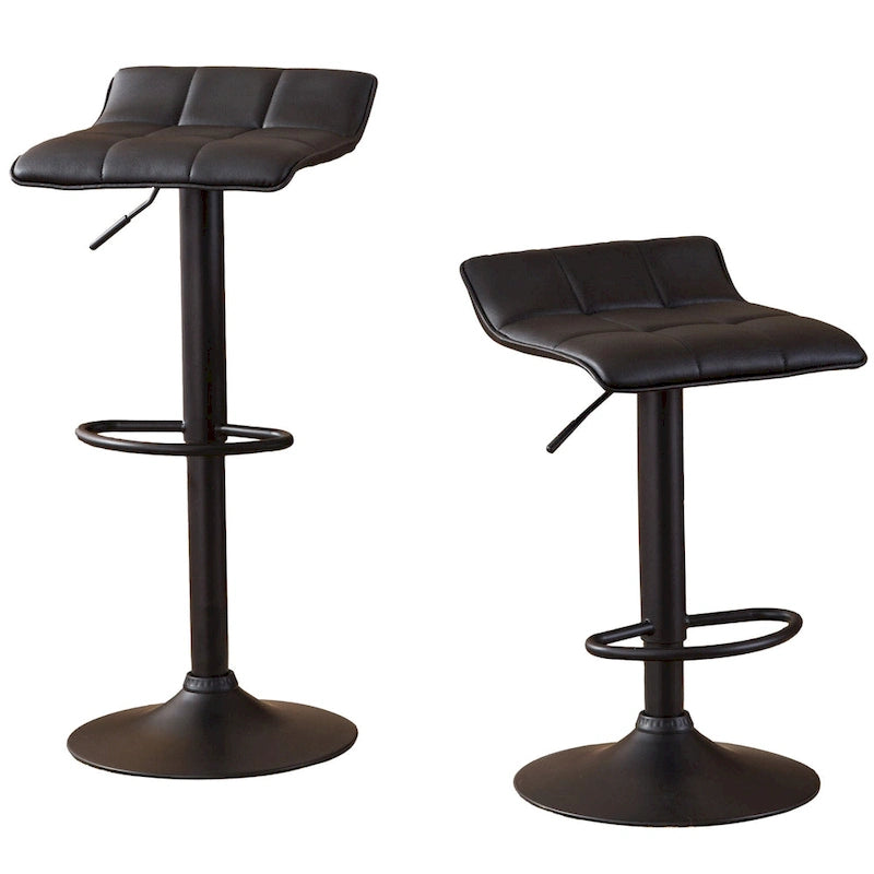 Lot de 2 tabourets de bar pivotants réglables avec assise en similicuir et base en métal