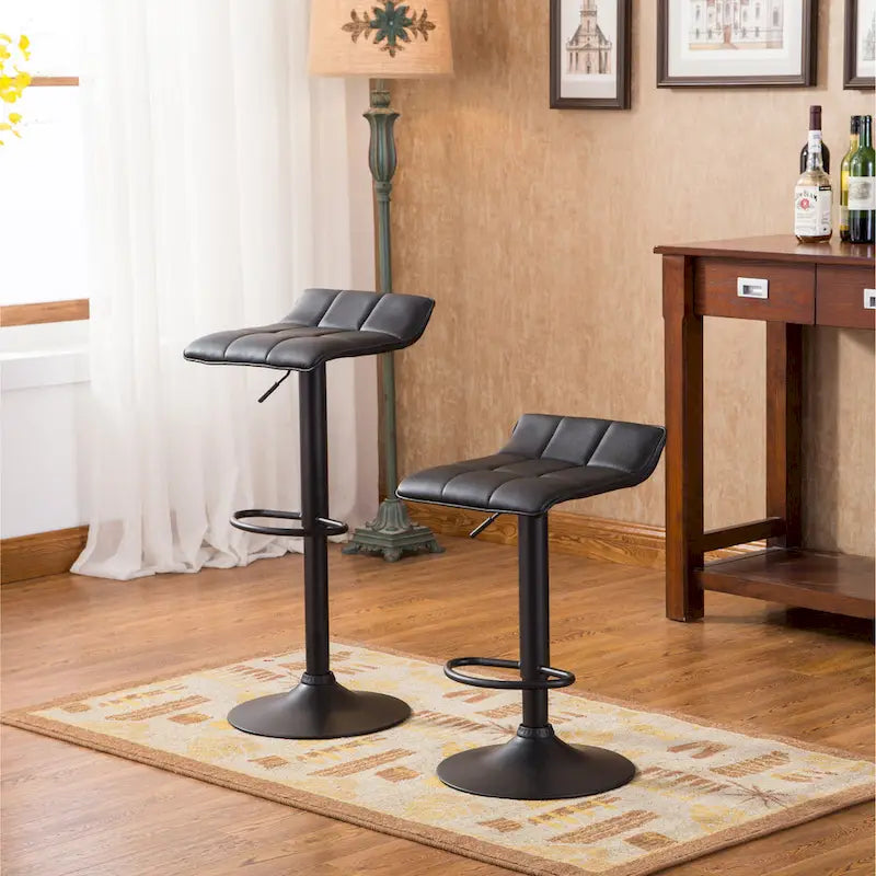 Lot de 2 tabourets de bar pivotants réglables avec assise en similicuir et base en métal