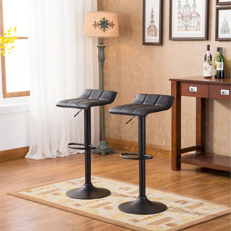 Lot de 2 tabourets de bar pivotants réglables avec assise en similicuir et base en métal