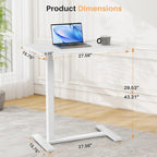 Table de lit à hauteur réglable avec roulettes, bureau mobile pour ordinateur portable pour le chevet et la maison