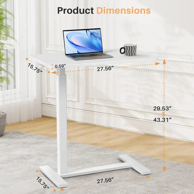 Table de lit à hauteur réglable avec roulettes, bureau mobile pour ordinateur portable pour le chevet et la maison