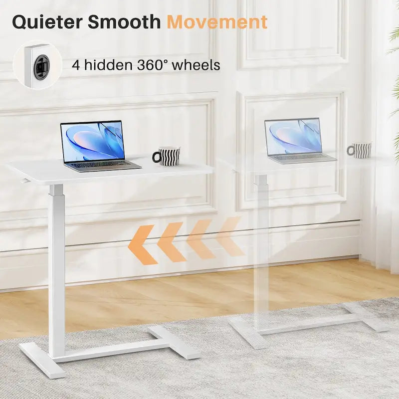 Table de lit à hauteur réglable avec roulettes, bureau mobile pour ordinateur portable pour le chevet et la maison