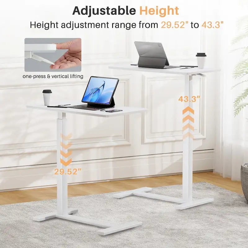 Table de lit à hauteur réglable avec roulettes, bureau mobile pour ordinateur portable pour le chevet et la maison