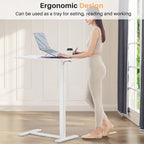 Table de lit à hauteur réglable avec roulettes, bureau mobile pour ordinateur portable pour le chevet et la maison