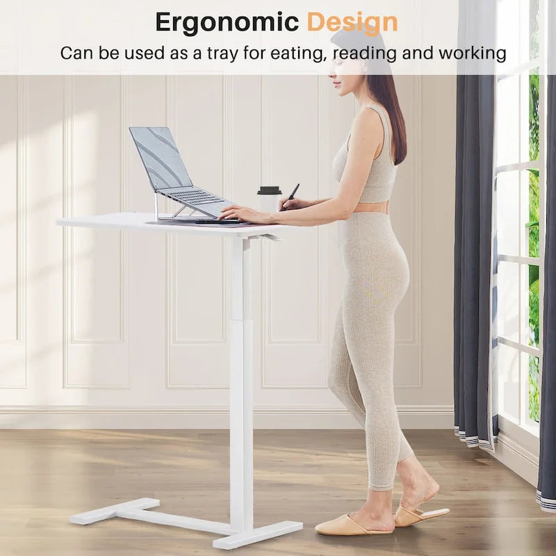 Table de lit à hauteur réglable avec roulettes, bureau mobile pour ordinateur portable pour le chevet et la maison