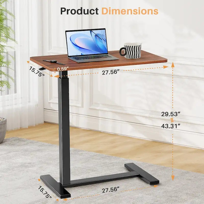 Table de lit à hauteur réglable avec roulettes, bureau mobile pour ordinateur portable pour le chevet et la maison