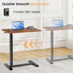 Table de lit à hauteur réglable avec roulettes, bureau mobile pour ordinateur portable pour le chevet et la maison