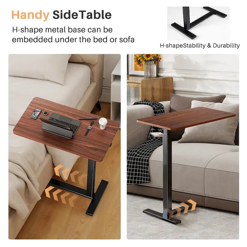 Table de lit à hauteur réglable avec roulettes, bureau mobile pour ordinateur portable pour le chevet et la maison