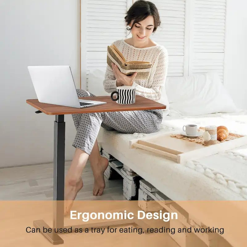 Table de lit à hauteur réglable avec roulettes, bureau mobile pour ordinateur portable pour le chevet et la maison
