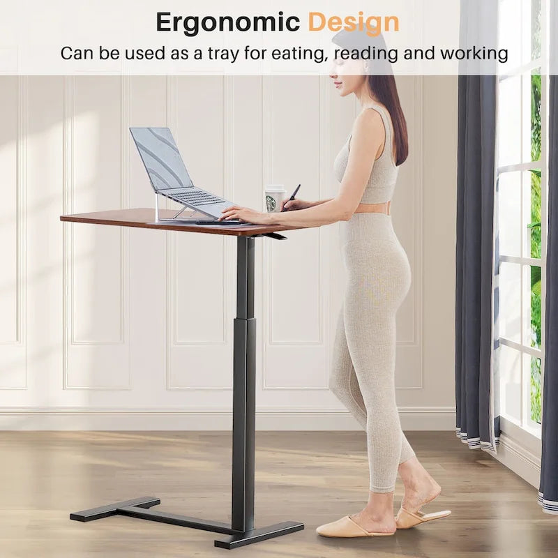 Table de lit à hauteur réglable avec roulettes, bureau mobile pour ordinateur portable pour le chevet et la maison