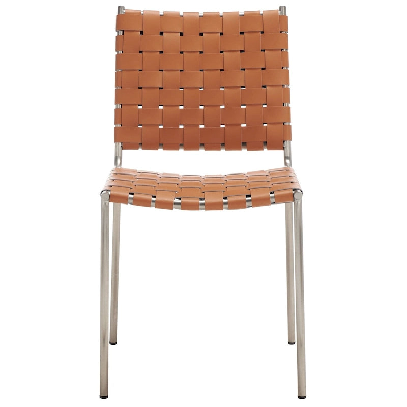 Chaises de salle à manger en cuir tressé, ensemble de 2 – 43,2 cm L x 52,1 cm P x 85,9 cm H