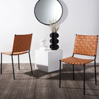 Chaises de salle à manger en cuir tressé, ensemble de 2 – 43,2 cm L x 52,1 cm P x 85,9 cm H