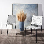 Chaises de salle à manger en cuir tressé, ensemble de 2 – 43,2 cm L x 52,1 cm P x 85,9 cm H