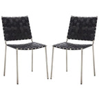 Chaises de salle à manger en cuir tressé, ensemble de 2 – 43,2 cm L x 52,1 cm P x 85,9 cm H
