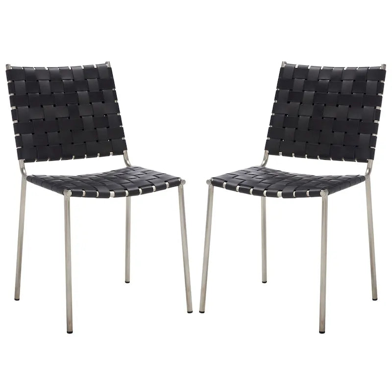 Chaises de salle à manger en cuir tressé, ensemble de 2 – 43,2 cm L x 52,1 cm P x 85,9 cm H