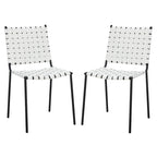 Chaises de salle à manger en cuir tressé, ensemble de 2 – 43,2 cm L x 52,1 cm P x 85,9 cm H
