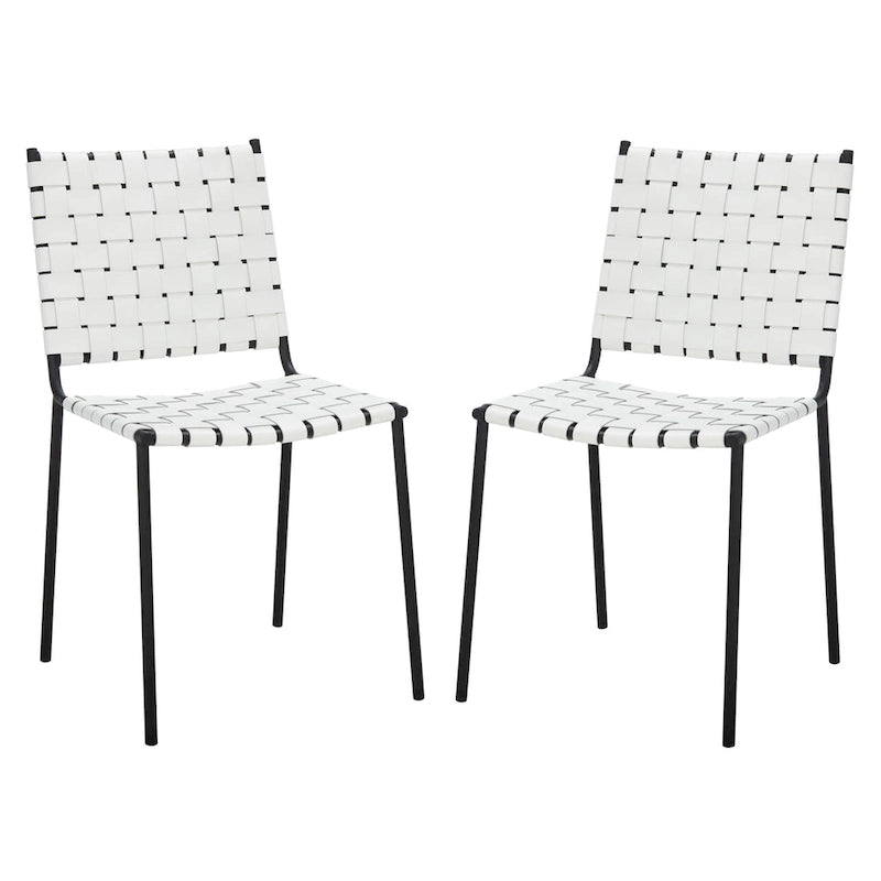 Chaises de salle à manger en cuir tressé, ensemble de 2 – 43,2 cm L x 52,1 cm P x 85,9 cm H