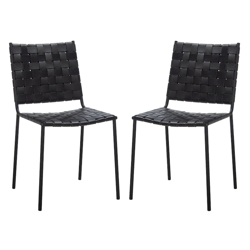 Chaises de salle à manger en cuir tressé, ensemble de 2 – 43,2 cm L x 52,1 cm P x 85,9 cm H