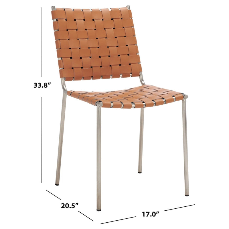 Chaises de salle à manger en cuir tressé, ensemble de 2 – 43,2 cm L x 52,1 cm P x 85,9 cm H