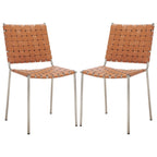 Chaises de salle à manger en cuir tressé, ensemble de 2 – 43,2 cm L x 52,1 cm P x 85,9 cm H