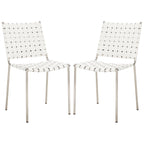 Chaises de salle à manger en cuir tressé, ensemble de 2 – 43,2 cm L x 52,1 cm P x 85,9 cm H