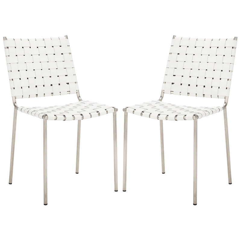 Chaises de salle à manger en cuir tressé, ensemble de 2 – 43,2 cm L x 52,1 cm P x 85,9 cm H