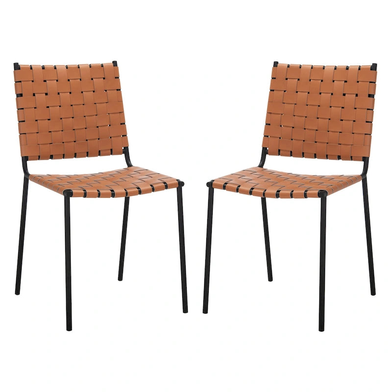 Chaises de salle à manger en cuir tressé, ensemble de 2 – 43,2 cm L x 52,1 cm P x 85,9 cm H