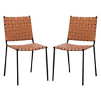 Chaises de salle à manger en cuir tressé, ensemble de 2 – 43,2 cm L x 52,1 cm P x 85,9 cm H
