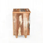 Table d'appoint en bois recyclé avec 3 tiroirs