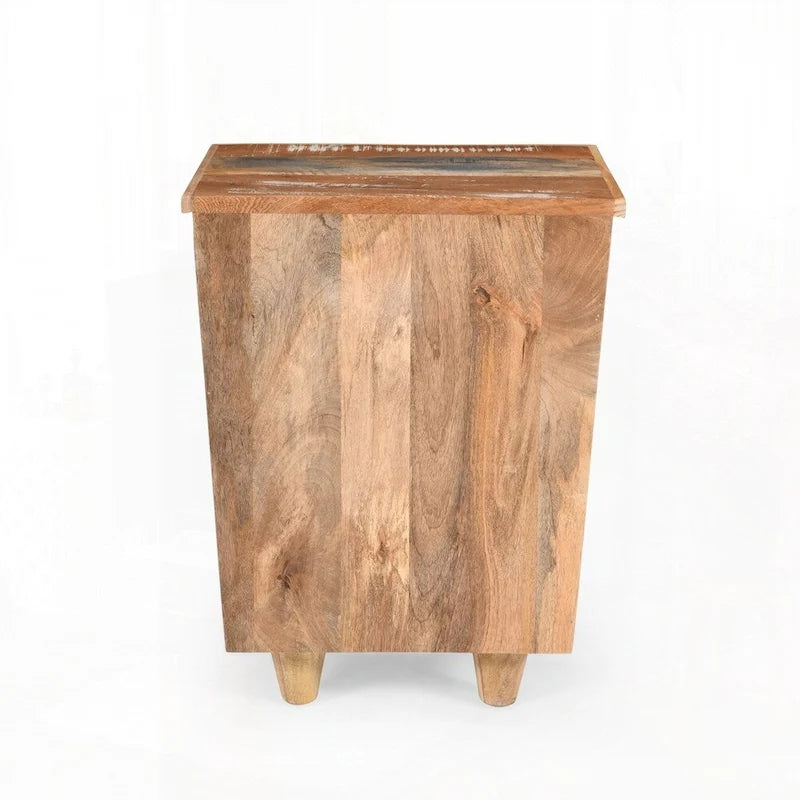 Table d'appoint en bois recyclé avec 3 tiroirs
